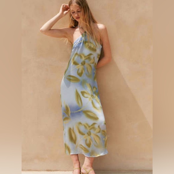 Mus & BomBon Aruba Halter Slip Dress color Azul sz L - Picture 15 of 15